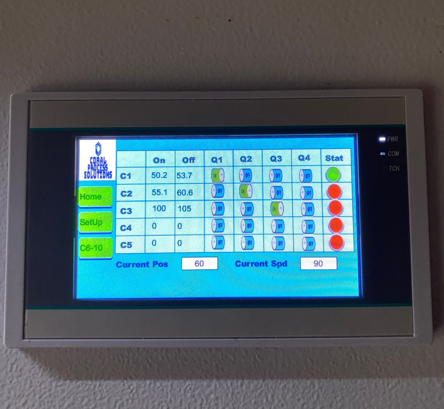 Electronic cam controller HMI screen